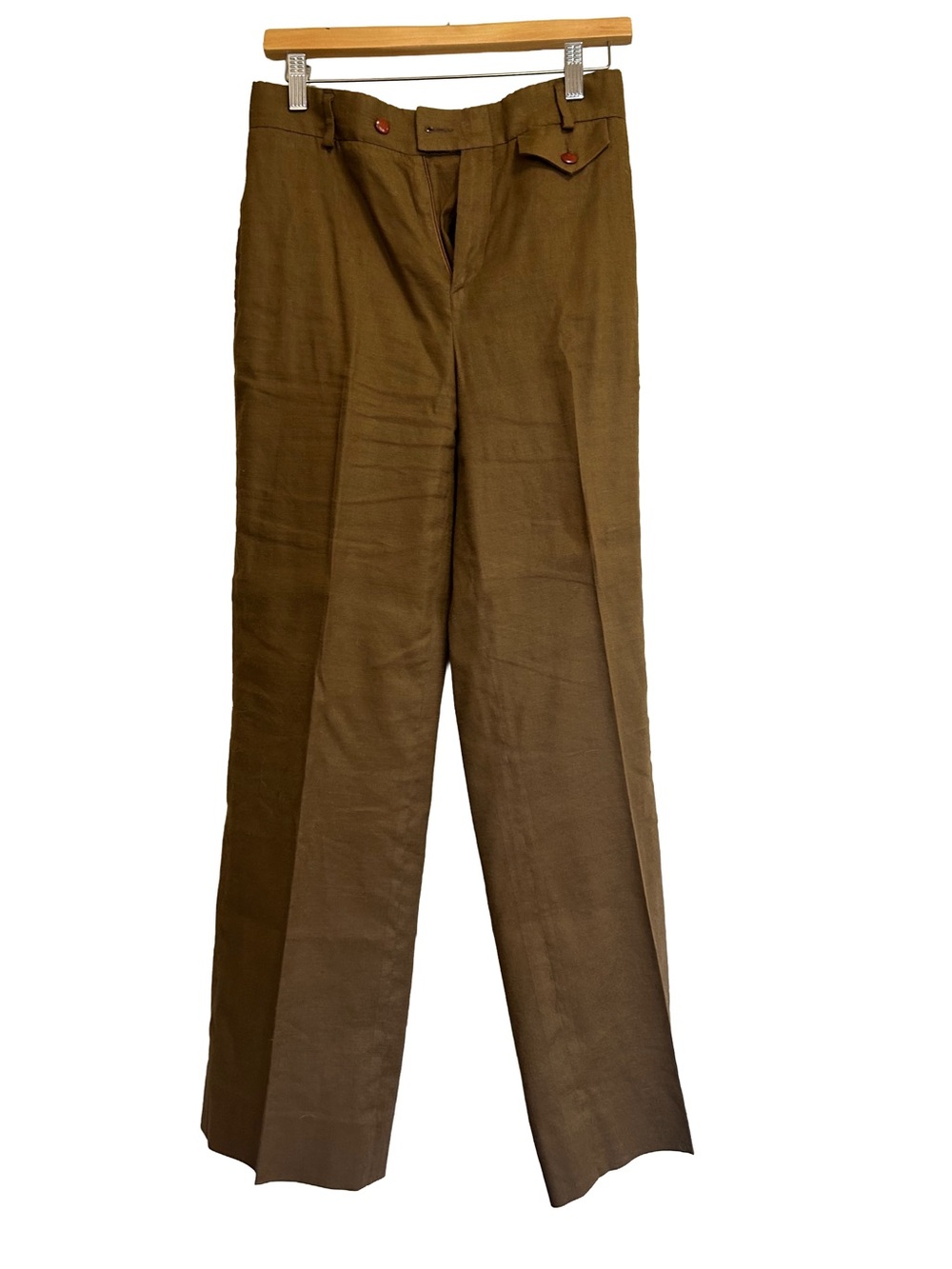 Vintage 90s Barry Bricken Lined Chocolate Brown Linen Trousers 2